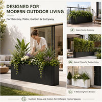 Rechthoekige metalen plantenbak voor buiten, van staal, mat zwart, voor balkon, patio, tuin en landschapsprojecten