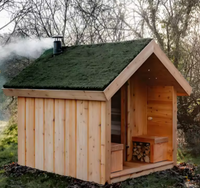 Sauna électrique moderne en cèdre rouge, long et cubique, de luxe, avec fonction vapeur, porte latérale en bois massif, pour villa, 2 à 8 personnes, alimentation par prise électrique