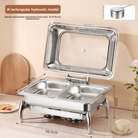 Réchaud de buffet rectangulaire en acier inoxydable avec couvercle en verre 9L, chauffage à l'alcool, pour usage commercial, restauration et hôtellerie, chauffe-plats