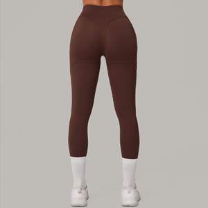 Legging Yoga Spandex/nilon elastis wanita, celana legging Yoga dan Bokong pinggang tinggi warna polos, cepat kering, Nyaman, ramah lingkungan, anti UV untuk wanita - Product Image 5
