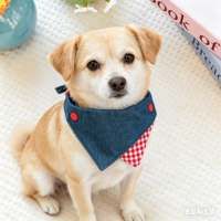 Bandana en jean à carreaux rouges avec nœud, support ODM/OEM, réglable, pour chats et chiens, serviette anti-salive pour usage quotidien