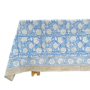 Handmade Block Print Cotton Floral <b>Tablecloth</b> Blue White Printed Classic Design <b>Washable</b> High Quality Durable Eco-Friendly - Product Image 4