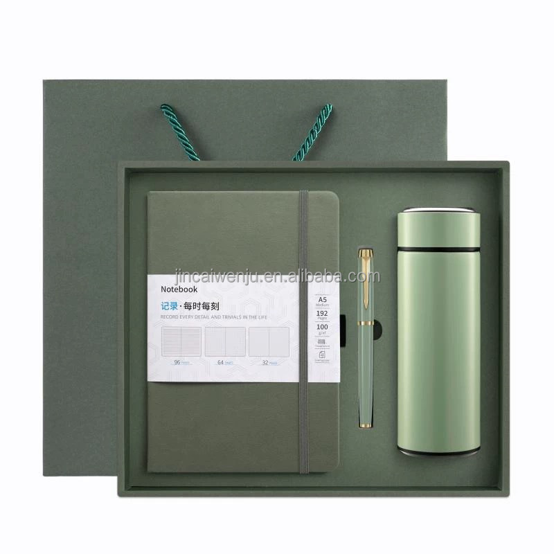Carnet vert + stylo + tasse