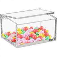 Boîte rectangulaire en acrylique transparente Hammont avec couvercle à charnières, petit organisateur de rangement de bureau en plastique pour les boules de coton, les bijoux |