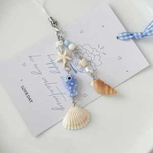 Llavero de Pez Adorable Kawaii con Perlas, Conchas, Estrellas de Mar y Cuentas, Colgante para Teléfono, Cadena para Bolso, Anillo para Llaves, Regalos para Niñas - Product Image 4