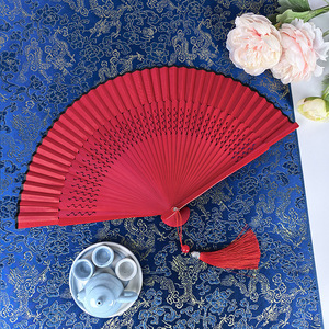 Abanico Plegable Estilo Chino Rojo, Fácil de Abrir y Cerrar, Abanico de Danza Estilo Antiguo, Ropa Tradicional China Han, Cheongsam, Pasarela, Danza - Product Image 2