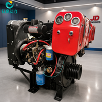 Motor Diésel de Doble Cilindro, Arranque Eléctrico, Refrigerado por Agua, 4 Tiempos, 34HP, Correa de Transmisión B/C para Trituradora y Bomba de Agua