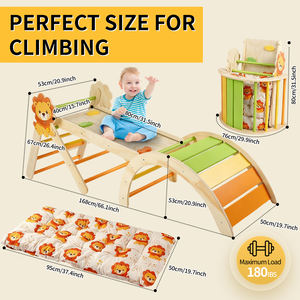 ชุดไม้สำหรับเด็กหัดเดินชุดสามเหลี่ยมปีนเขาสำหรับเด็กวัยหัดเดินเล่นยิมไม้ - Product Image 2