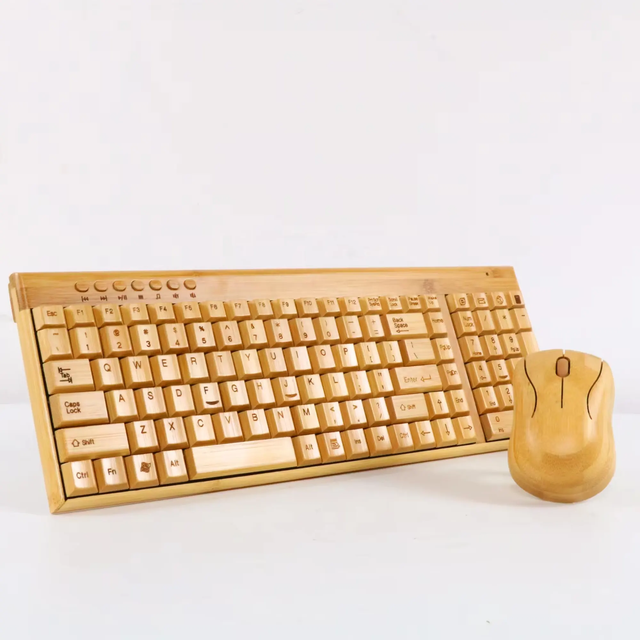 Newly Arrived HT Environmentally Friendly Bamboo Wireless Keyboard and Mouse Combo in Stock