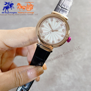 Montre-bracelet de luxe à quartz BVGRI pour femme, étanche, bracelet en cuir, cadran ovale en alliage et verre, aiguilles tendance, mouvement Ronda, idéale pour les affaires - Product Image 5