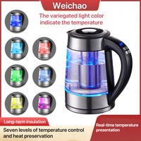 Haute qualité personnalisé Transparent 1.7L contrôle de température sans fil garder au chaud ménage électrique bouilloire en verre pour le bureau de l'hôtel