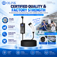 Chargeur EV portable OLINK TurboVolt 16A 3,5 kW 7 kW 240 V Niveau 2 J1772 Type 1 NACS Courant réglable Écran LED Chargeur de voyage
