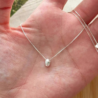 Collier pendentif mini goutte d'eau S925, style tendance, chaîne fine, pour femme, bijoux