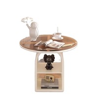 Table d'appoint multifonctionnelle en bois et verre, style luxe léger, petite table basse, meuble de rangement moderne pour chambre à coucher, mobilier de salon