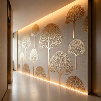 Art mural en métal 3D, panneau mural en métal découpé au laser sur mesure pour la décoration murale des couloirs d'hôtel, des villas et des halls d'entrée