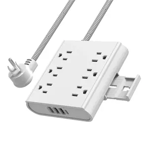 White Electric Extension Us Plug Socket with USB Ports Type-C Outlet Wall Mountable Multi Socket Power strip