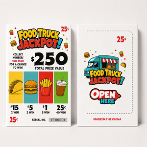 Custom Logo Hamburger Pull Tab Cards Secure Data Break Open Tickets with Custom Gameplay for Restaurant Promotions - Product Image 1