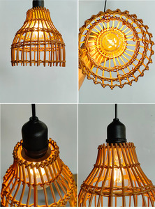Lampadario decorativo ristorante in Rattan con design <span class=keywords><strong>a</strong></span> <span class=keywords><strong>batteria</strong></span> di forma diversa - Product Image 4