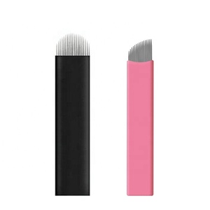 เข็มสักคิ้วแบบใช้แล้วทิ้ง สีดำชมพู ปลายเฉียง รุ่น F <span class=keywords><strong>U18</strong></span> 0.15 มม. ใบมีด U สำหรับไมโครเบลดดิ้ง นาโน - Product Image 1