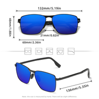 KINGSEVEN Lunettes de soleil rectangulaires vintage de luxe pour hommes, alliage bleu, carrées, polarisation UV400, verres de lunettes de conduite, mode 7601