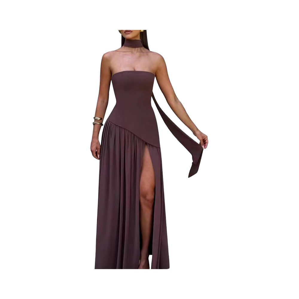 Deals Chiffon Maxi Dress With Slit Empire Waistline | Alibaba.com