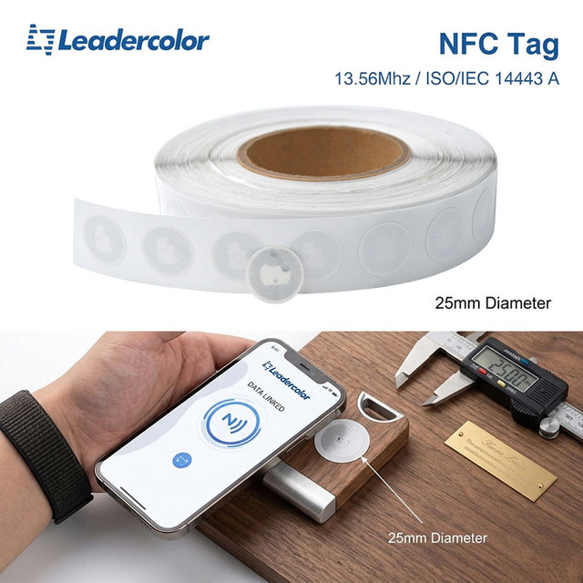 Custom Waterproof NFC Tag 13.56MHz Ntag213 NFC Paper Sticker Dia 25mm RFID Tag Label for Product Traceability