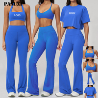 PASUXI Conjunto Deportivo de Gimnasio para Mujer al por Mayor Mallas y Crop Top de Manga Larga sin Costuras de 2 Piezas para Fitness y Yoga