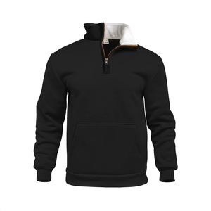 Sweat-shirt à demi-zip pour homme européen, manches longues, coupe ample avec poche, vêtement décontracté pour l'extérieur, bleu marine - Product Image 5