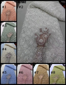 Nhà Máy Giá Bridal ren vải đính cườm thêu Sequins công nghệ Wedding party Net ren sequins - Product Image 6