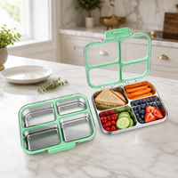 Conteneur alimentaire micro-ondable en acier inoxydable 304 sans BPA, de qualité alimentaire, avec 4 compartiments, modèle S004-2, certifié LFGB, pour la vente en gros