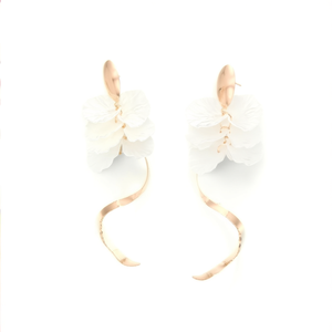 Pendientes de Moda con Diseño de Flor Blanca, Acero Inoxidable 316L, Baño de Oro PVD, Joyería Larga y Elegante - Product Image 2