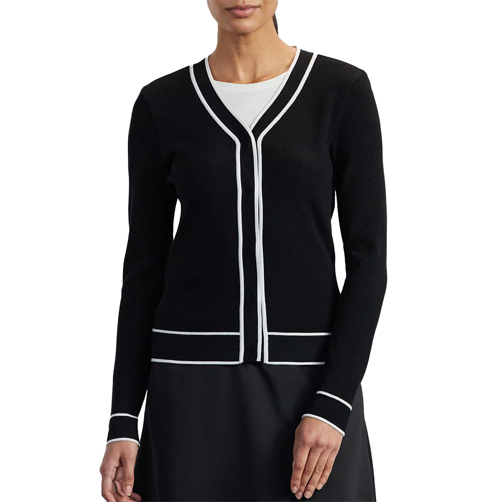 Custom Women's Sweater Cardigan Wool Blend V Neck Striped Ribbed Casual Preppy High Quality Solid Color Stylish Daily Wear