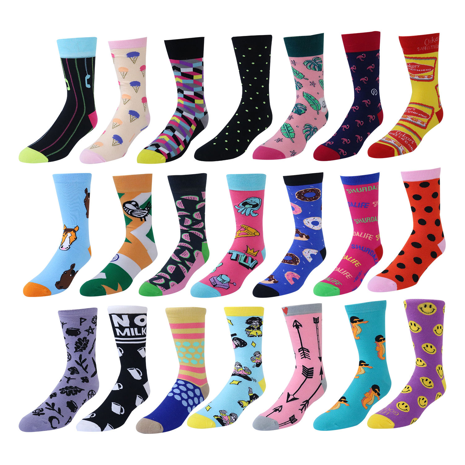 Wholesale Custom logo High Quality Colorful Funny Crew Cotton Men Socks