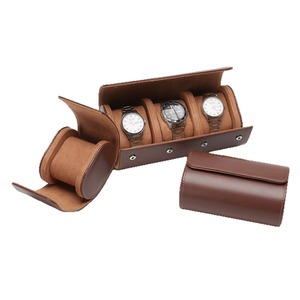 Luxury Customized PU Leather Watch Roll Case Detachable Oval Design 1 2 3 Slots Travel Watch Storage Box with Suede Interior - Product Image 3