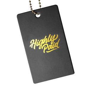 Logotipo MOQ bajo Personalización Cartón grueso de alta calidad Impresión de papel reciclable Papel de aluminio dorado Etiquetas colgantes para ropa - Product Image 5