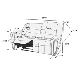 DB Plush Relax 1ชิ้นเบาะนั่ง2ที่นั่งแบบแมนนวลหนังสีดำสำหรับเฟอร์นิเจอร์ห้องนั่งเล่น - Product Image 5