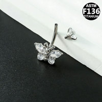 Getta AFTM F136 Anneau de nombril punk en titane avec serti de zircone cubique et motif abeille, bijou de piercing corporel