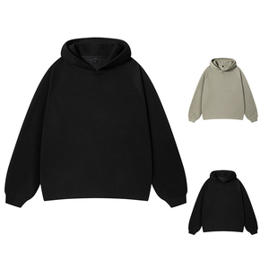 Cotton Blending Heavyweight French Terry Hoodies with Straight Hem Design Unisex Solid Color Pullover <strong>Jumpers</strong> Hoodies - Product Image 1