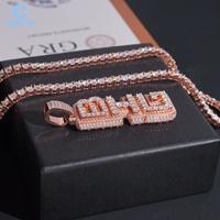 Pendentif de luxe unisexe CHOYUE Hip Hop avec lettre sertie de moissanite taille brillant, plaqué rhodium or 18 carats, argent 925, certifié GRA