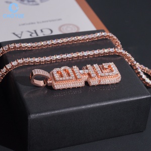 จี้ฮิปฮอปประดับเพชรแบบ Iced Out ตัวอักษรชุบทองคำสีกุหลาบ ประดับเพชร VVS มอยส์ซาไนต์ เงินแท้ 925 รับรองโดย GRA จี้หรูสำหรับผู้หญิง - Product Image 2