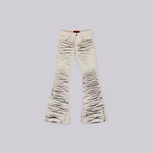 Pantalones Vaqueros Acampanados <span class=keywords><strong>MZN</strong></span> Personalizados de Fábrica con Lavado Desgastado y Efecto Envejecido, Slim Fit para Hombre, Estilo Urbano Hip Hop, Suministro ODM, Pantalones de Mezclilla con Cera Aplicada a Mano - Product Image 3