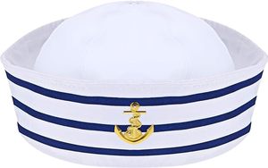 Chapeau de <span class=keywords><strong>marin</strong></span> blanc, casquette de capitaine de <span class=keywords><strong>marin</strong></span> pour hommes, femmes, filles, garçons, bébés, tout-petits, adultes, accessoire de costume - Product Image 3