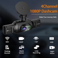 Caméra embarquée WiFi 4 canaux 1080P, vision nocturne avant, intérieure et arrière, enregistreur vidéo de voiture DVR, assistance au stationnement
