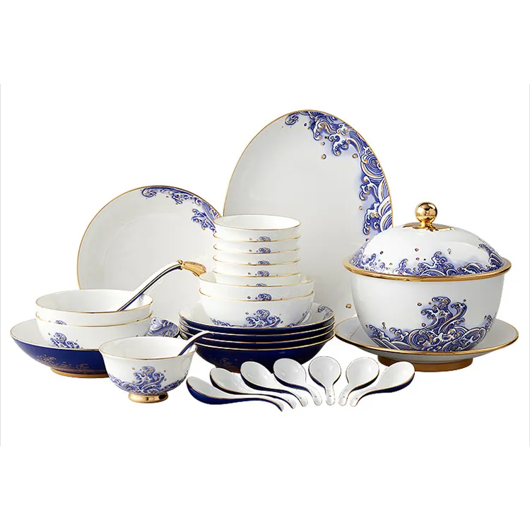 Good Quality Ceramic Dinner Bowl Box Set Porcelain Sea Pearl 31 Middle Tableware Ceramic Set Of Bowls