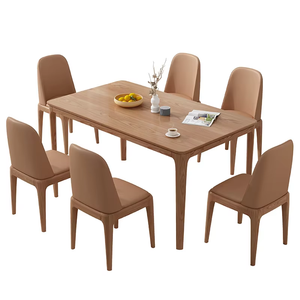 Contemporary Rectangular Wooden <strong>Dining</strong> Set Featuring Natural Grain Finish 6 Seater for Living Room and <strong>Dining</strong> <strong>Area</strong> - Product Image 6