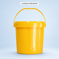 Seau rond en plastique recyclable de 3 L avec poignée résistante et étanche pour le nettoyage domestique et le jardinage