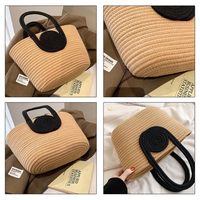 Sac à main d'été en coton tricoté à double poignée pour femmes Accessoires de plage Sac de plage en coton pour femmes