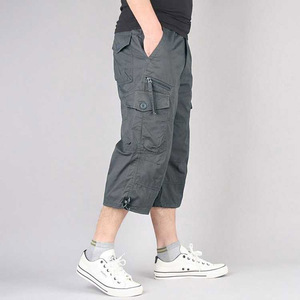 Pantalones Capri para Hombre, por Debajo de la Rodilla, con Cintura Elástica y Cierre de Cremallera, Múltiples Bolsillos, Pantalones Cortos Largos de Algodón Tipo Cargo - Product Image 4