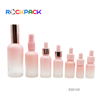 Flacons compte-gouttes d'huile essentielle en verre rose givré de 5ml 10ml 15ml 20ml 30ml 50ml 100ml