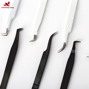 Pinces à cils avec emballage personnalisé, marque privée, pointe en fibre, pour extensions de cils volume, lot de pinces GZ RTS, commande en gros mixte - Product Image 1